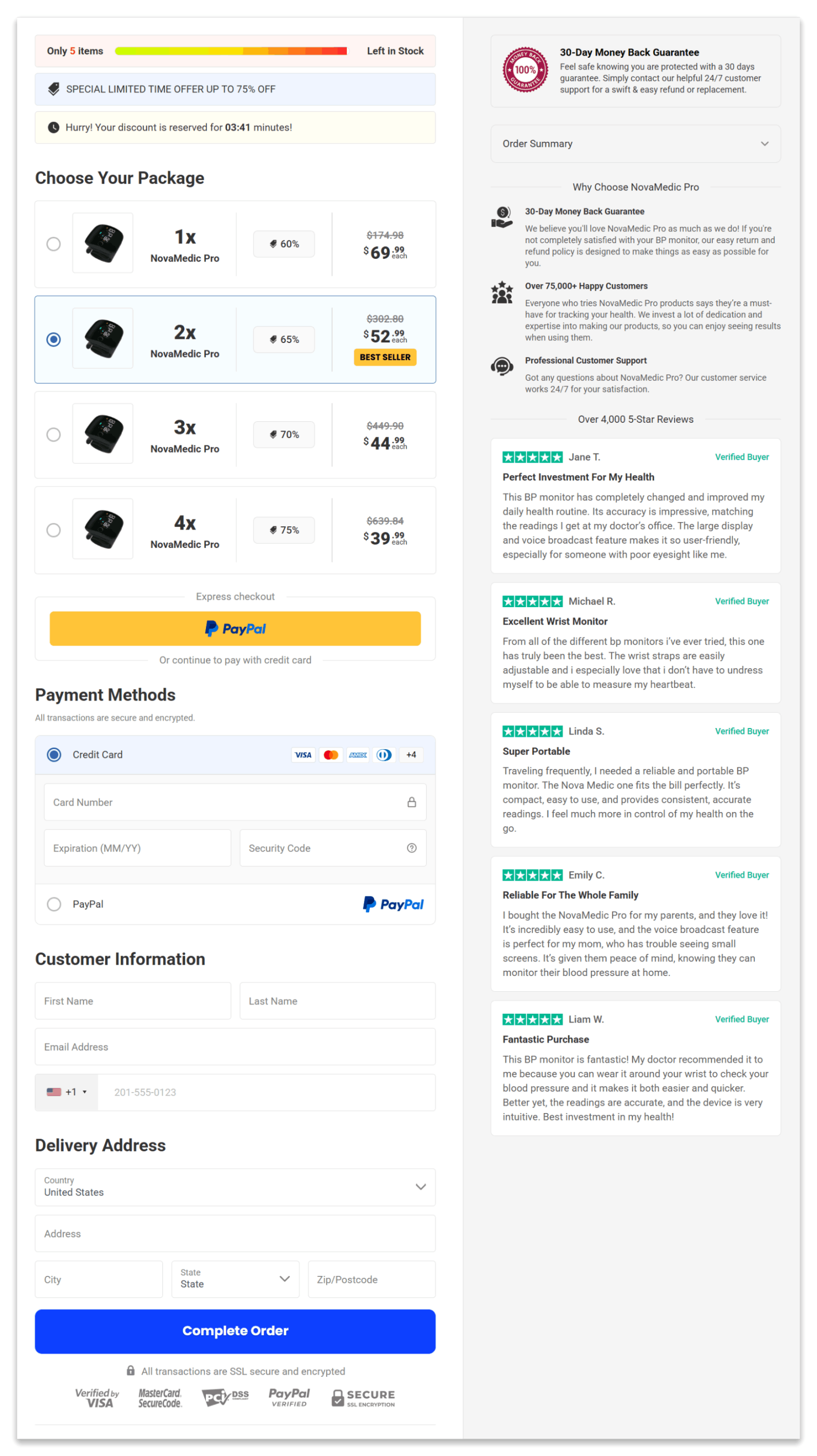 NovaMedicPRO secure checkout page